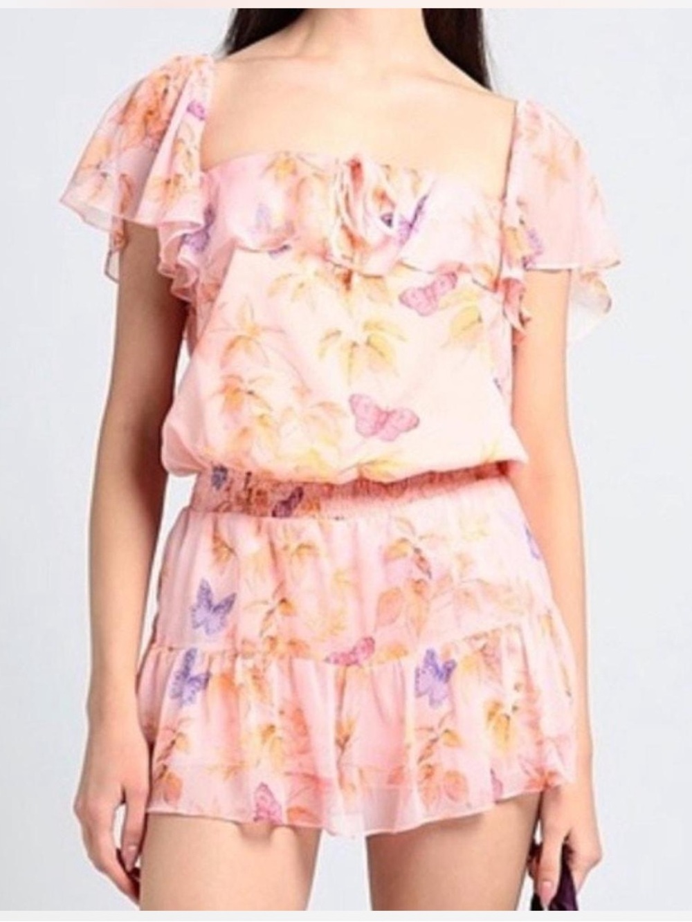Amanda Uprichard Ali Flutter Romper - Floral Print 🌸